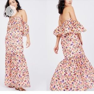 Popover floral maxi dress